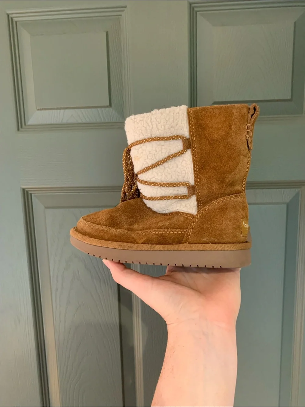 Koolaburra Chestnut Suede Lace-Up Shearling Boots